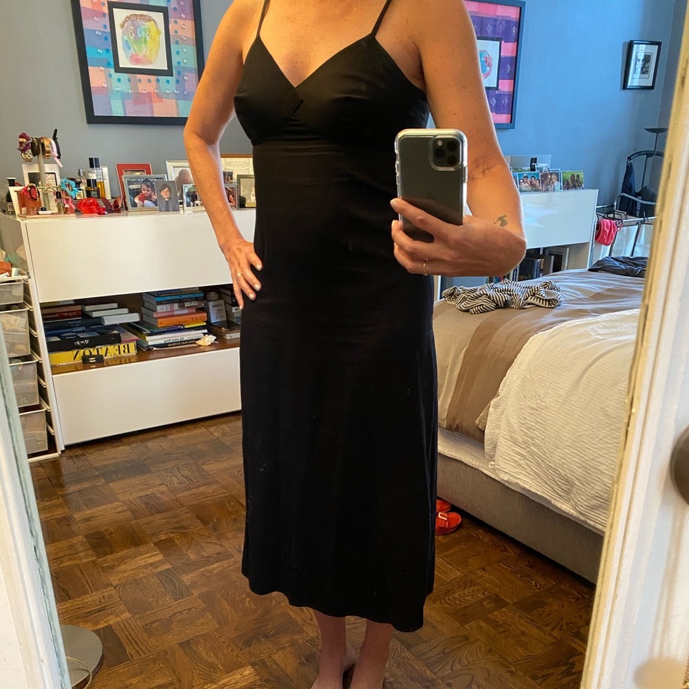 Agnes B black cotton bra-top slip dress